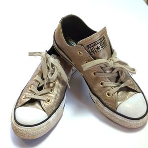 Converse metallic bronze leather sneakers. Size 6